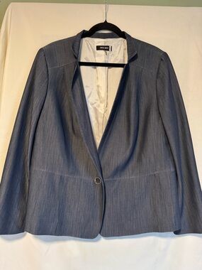 Nine West Blue Structured Blazer Workwear Office Career Jacket L